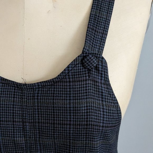 Frank and Oak Plaid Pinafore Navy Houndstooth Check Pattern Size XS NWOT - Picture 6 of 7
